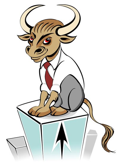 Bull market rising - allegorical illustration of financial markets by Neale Osborne